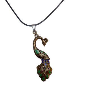 Peacock Necklace on Black Ccord 1916